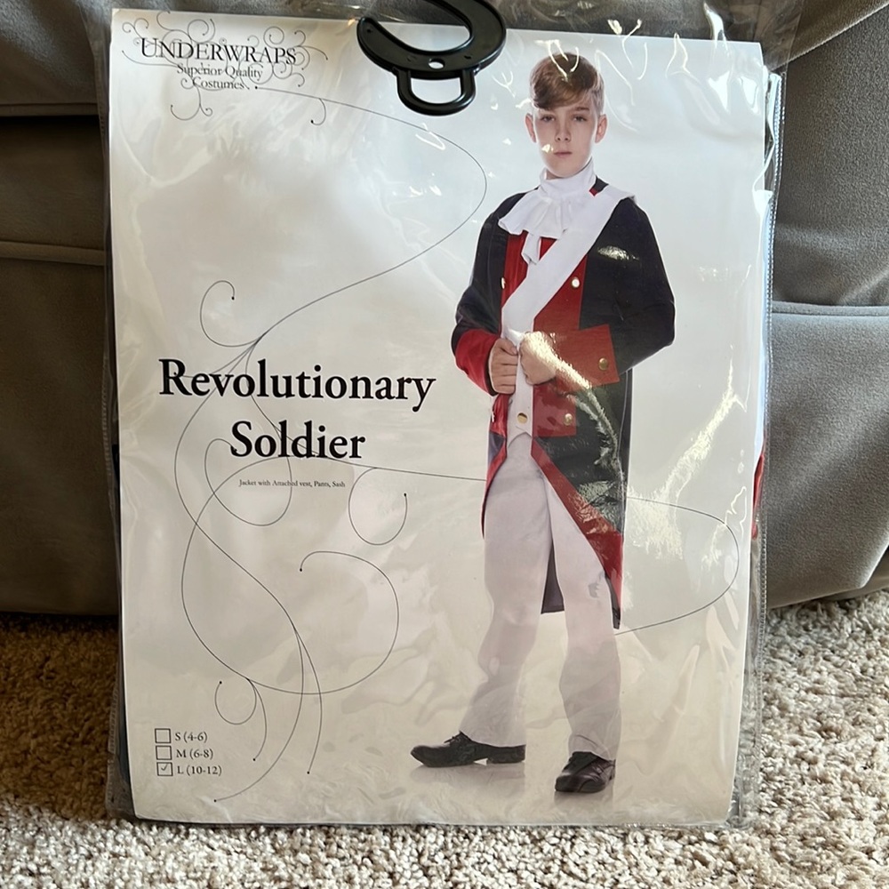Halloween Revolutionary Soldier Hamilton the Musical Size Youth Large 10-12
